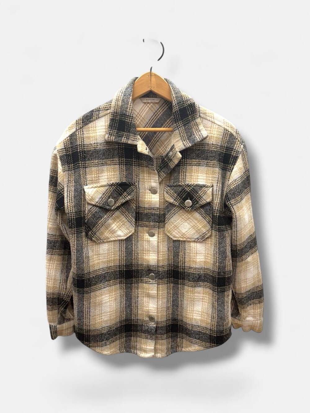 editHer Tan and Black Plaid Shacket Shirt Jacket Size‎ S